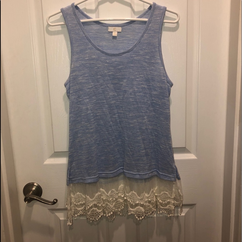 NWOT Charming Charlie’s tank top with lace hem